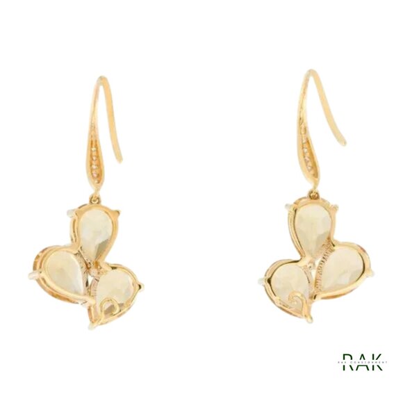 KAI FINE JEWELRY 14K Yellow Gold & Genuine Citrine Drop Earrings w/ Diamonds - Picture 5 of 8